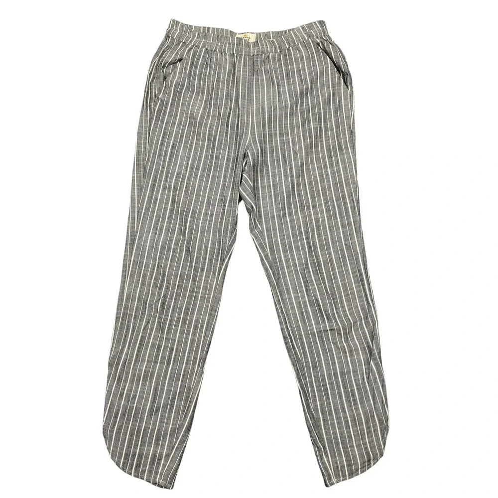 Marine Layer Pants Mens Small Gray Linen Lyocell Striped Jogger Elastic‎ Waist